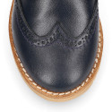 Navy blue Nappa leather kids oxford shoes for ceremony.