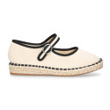Women's espadrille-style Mary Jane with buckle and clip fastening